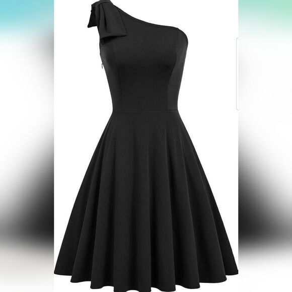 Jasambac Bow one shoulder A-line dress with pockets size LARGE - Picture 6 of 13